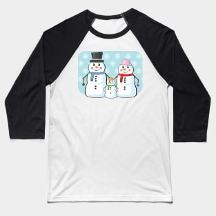 Snowman Family - Funny Illustration Baseball T-Shirt